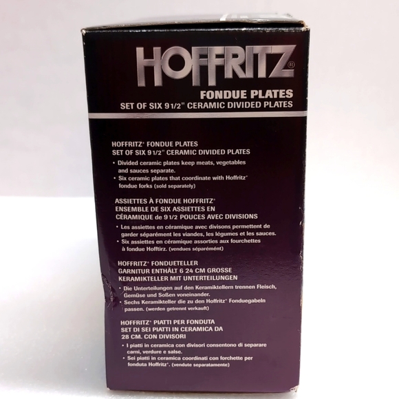 Hoffritz Fondue Plates Set of 6 9 1/2 Ceramic Divided Plates - Picture 2 of 12